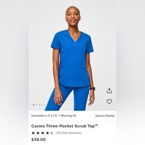 Figs royal blue Casma three pocket scrub top size M